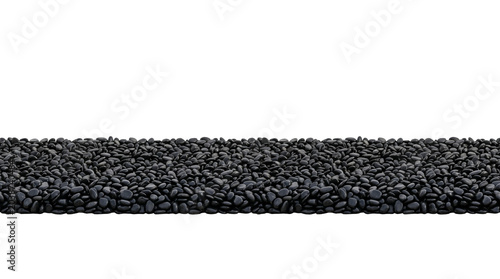 Low black pebble pile border on transparent background