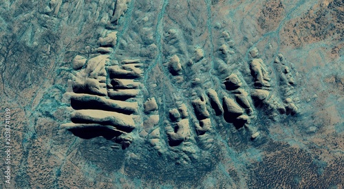 Tableau sur toile Kata Tjuta Satellite Image Conglomerate Domes Australia