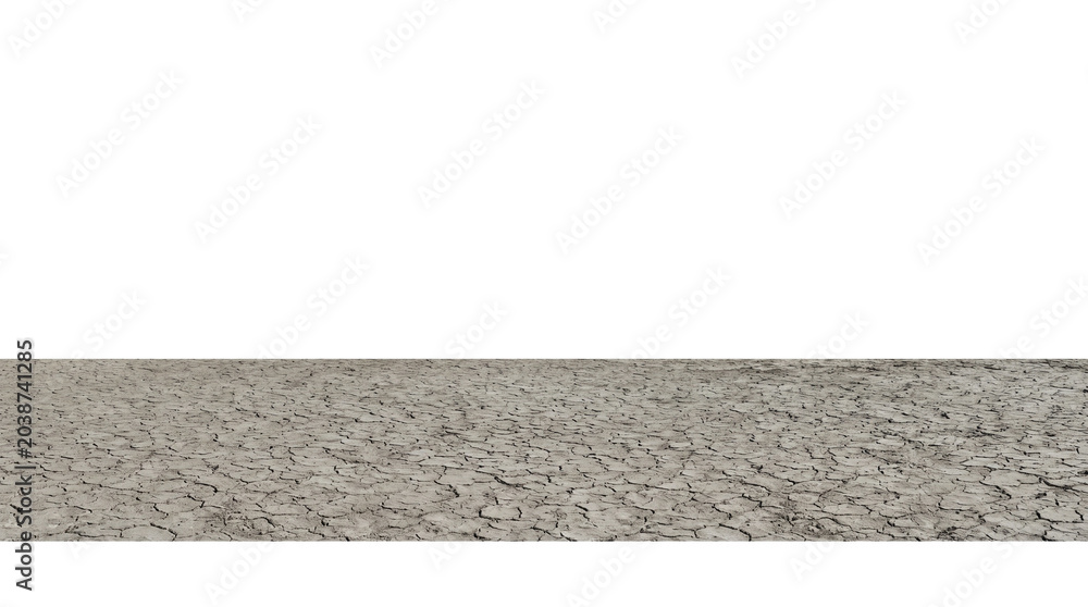 Fototapeta premium Horizontal cracked desert soil band with transparent background