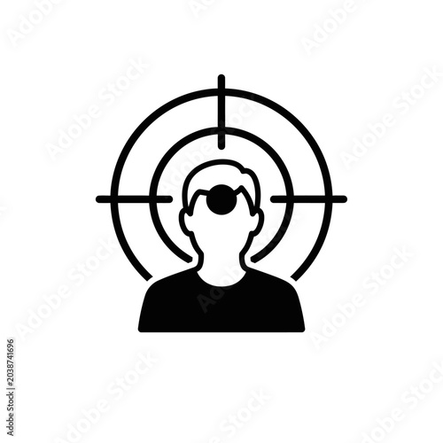 Target audience concept illustration silhouette person with aiming reticle