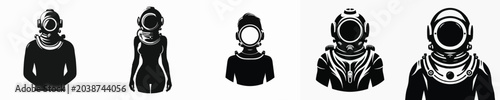 Foto Vector silhouette of person using diving suit