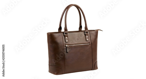 Brown leather handbag with two handles