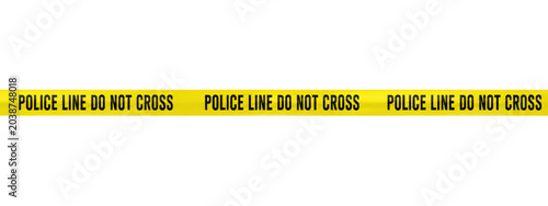 Canvas Print Yellow police line tape with Police Line Do Not Cross warning text isolated on