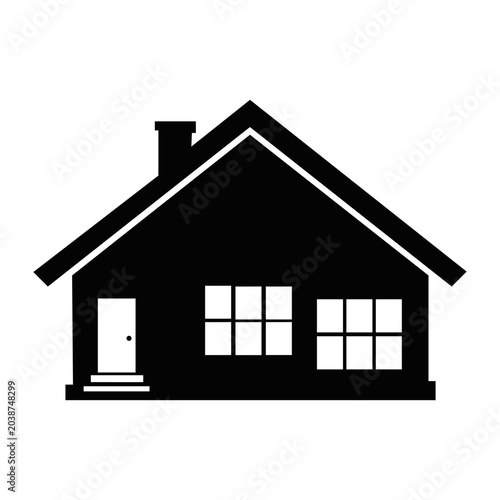 Canvas Print House Home Real Estate Silhouette Black Flat Vector Icon for App Interface and W