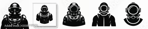 фотографія Vector silhouette of person using diving suit