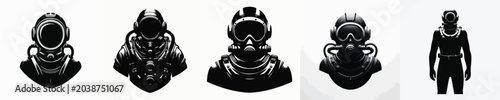 Canvastavla Vector silhouette of person using diving suit