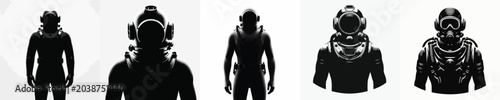 Schilderij op canvas Vector silhouette of person using diving suit
