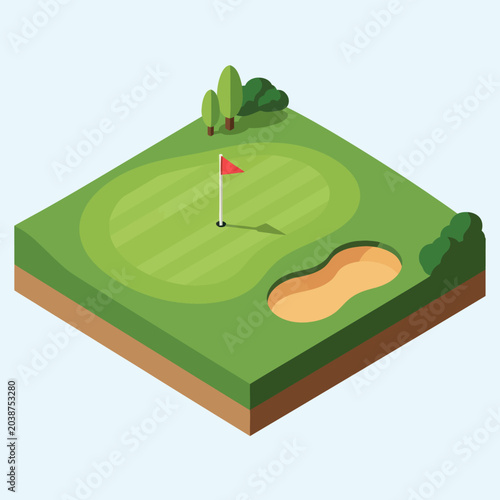 Billede på lærred Golf Course Green Hole Flagstick.