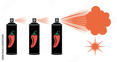 Foto Vector illustration showing pepper spray cans being used for self defense in a tactical emergency mode