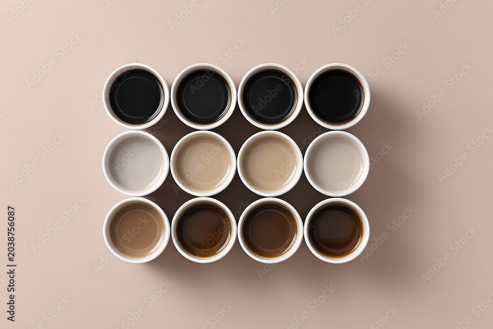 Fototapeta premium flat lay of coffee cups