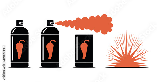 Obraz na płótnie Pepper spray canister design for self defense equipment collection with chili pepper icon vector art