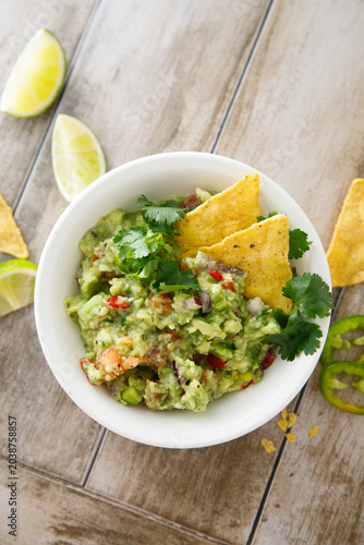 Traditional guacamole in a bowl