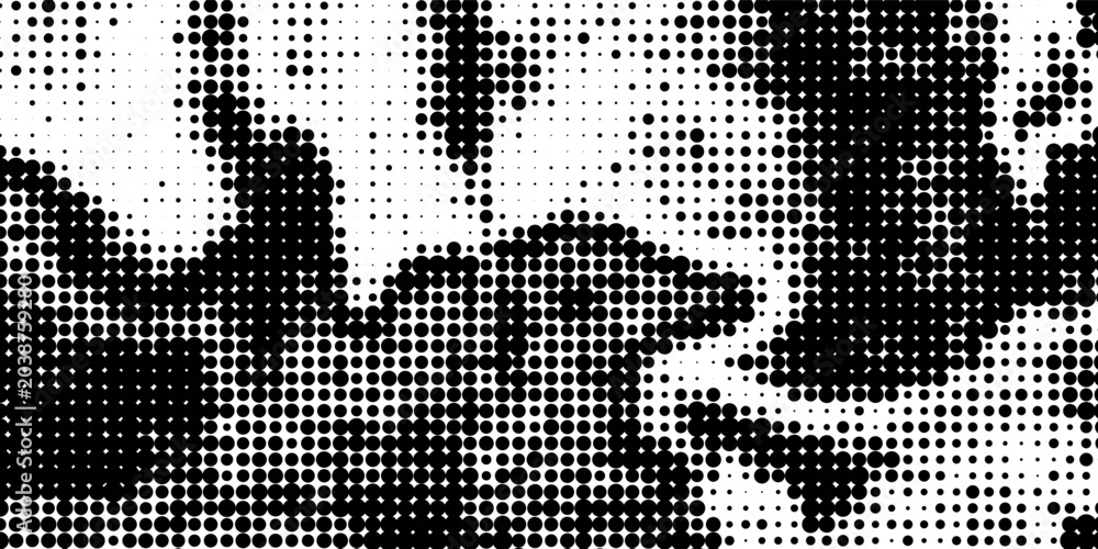 Fototapeta premium Abstract black and white background with dynamic halftone dot camouflage texture