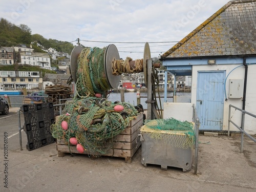 Trawl fishing gear at Looe Harbour