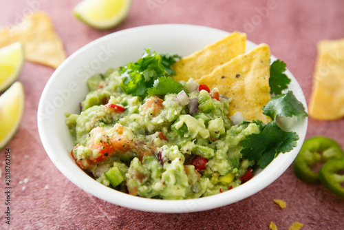 Traditional guacamole in a bowl