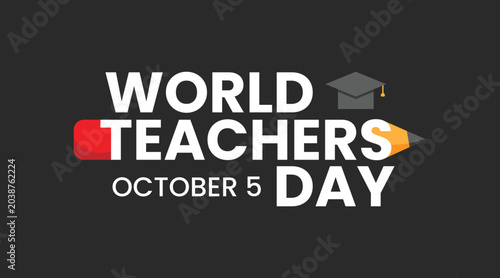 Tableau sur toile Bold text announces World Teachers Day on October 5