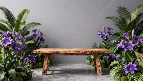 Wooden Bench Podium Product Display Background, product display 