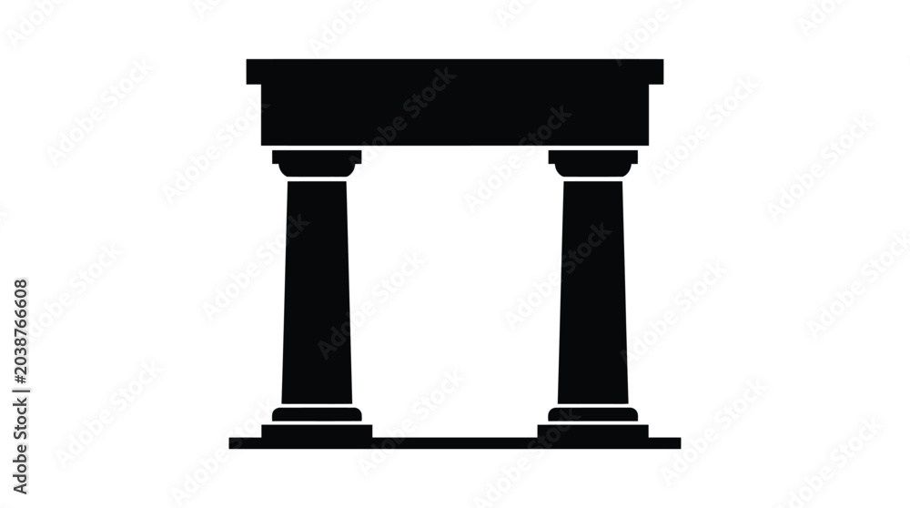 Fototapeta premium Classical column silhouette on a white background architectural element