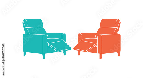Photos Reclining Armchairs Flat Vector Illustration On White Background