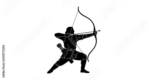 Canvas Print Archer silhouette against a white background historical weaponry depiction