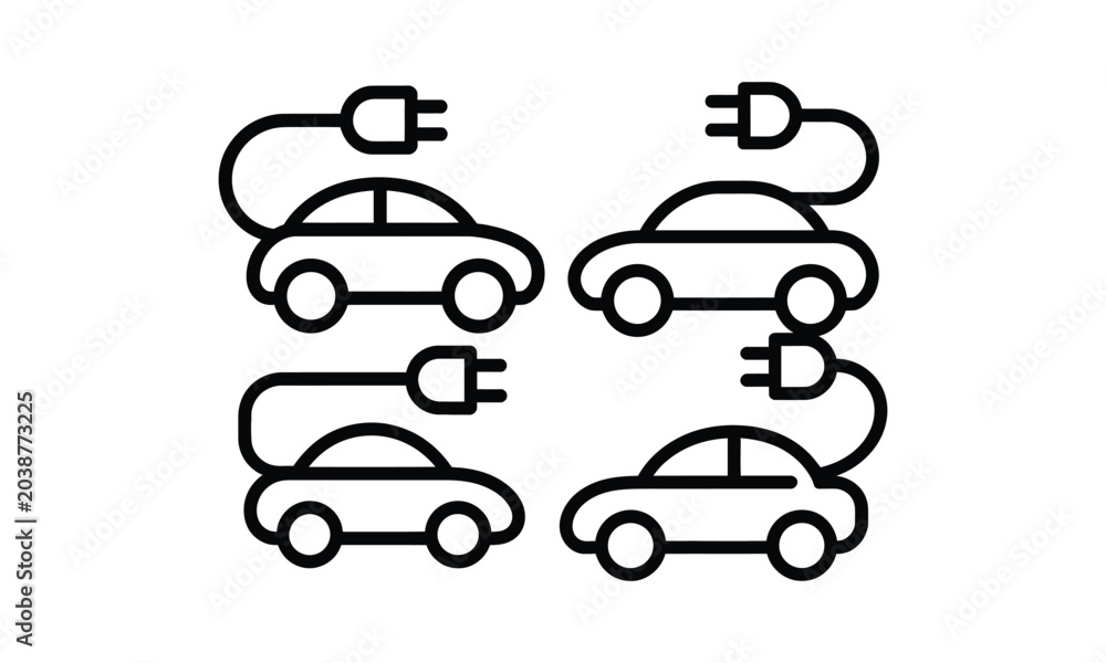 Fototapeta premium Electric car charging icons representing sustainable transportation and eco mobility concept