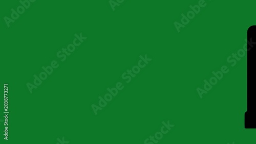 Tombstone silhouette stands prominently against a vibrant green background, offering a minimalist visual representation for memorial or historical concepts.