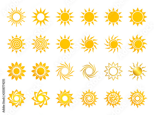 Minimalist sun solar icons collection