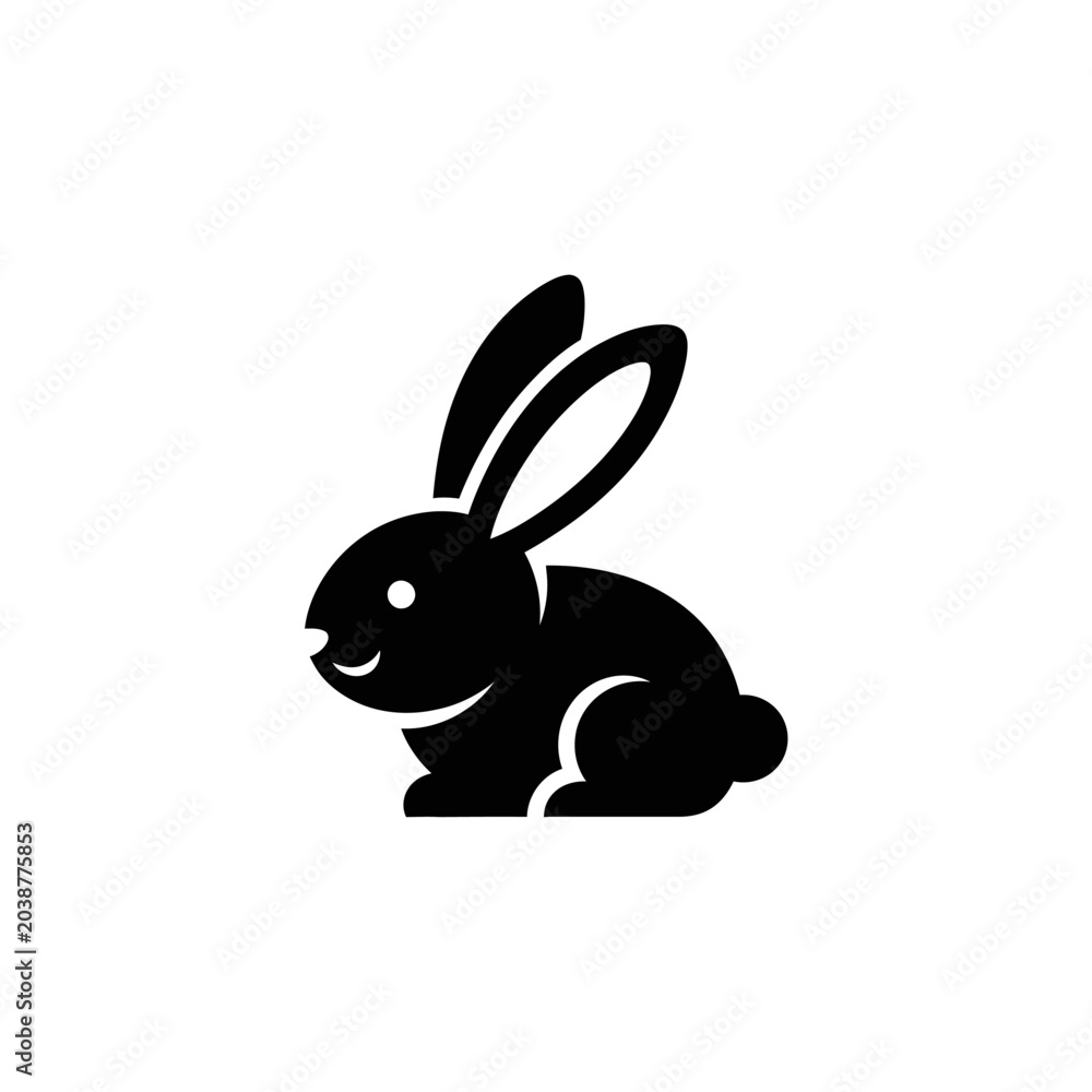 Obraz premium Black rabbit icon design on a white background simple animal vector