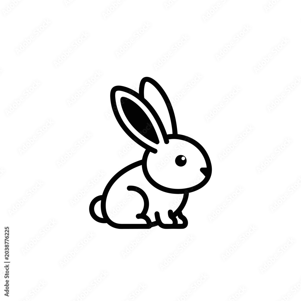 Obraz premium Minimalist black and white rabbit illustration design perfect for various uses