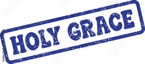Quadro su tela Holy Grace words presented in a distinct blue rubber stamp effect for divine the