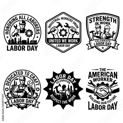 Konstfotografi Labor Day Worker Emblems and Logos.