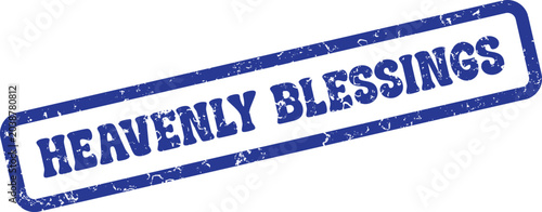 Konstfotografi Heavenly Blessings blue grunge textured ink stamp design for spiritual concepts