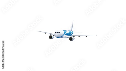 Twin engine jet plane airplane aircraft at takeoff flying overhead in sky isolated on Animation Video