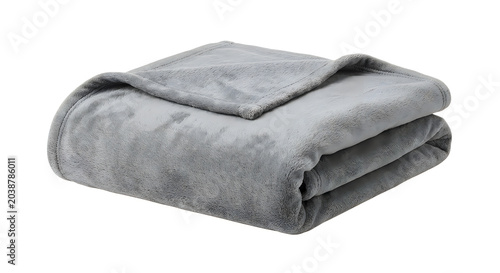 Gray fluffy microfiber throw blanket folded neatly