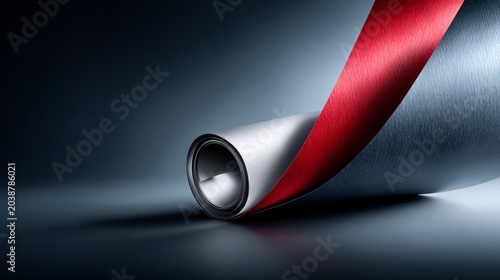 Rolled paper with ribbon placed in a creative workspace setting