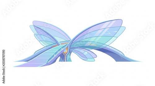 Foto Abstract blue butterfly wings with translucent layers.