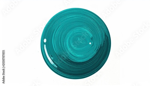 Abstract Teal Swirl Paint Texture Isolated on White Background.