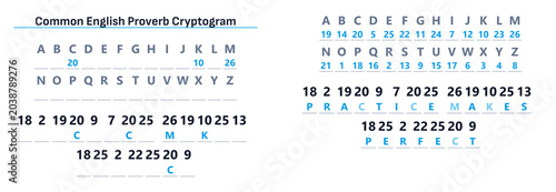 Billede på lærred Educational Cryptogram Puzzle Featuring Common English Proverb