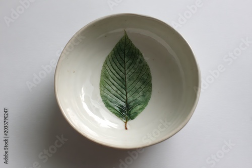 green leaf in a plate