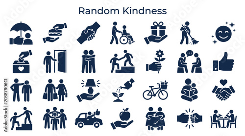 Foto Collection of kindness and helping hands icons symbolizing compassion empathy an