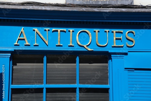 Photography Antiques store front generic sign in Dublin, Ireland