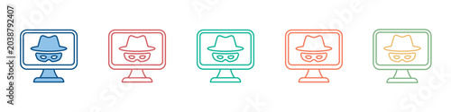 Dark Web Icon Set Multiple Style Collection