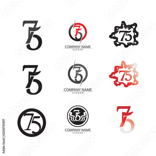 number 75 icon set logo design vector