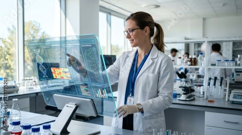 Female scientist working in laboratory setting.