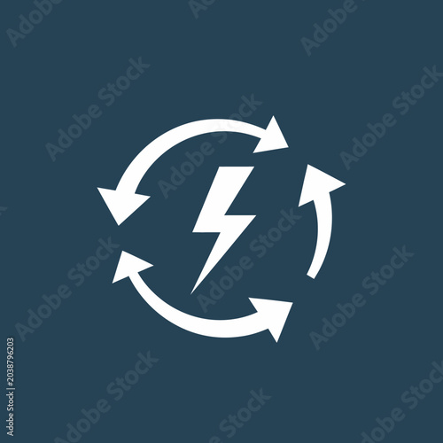 Energy icon with arrows renewable power and electrical symbol