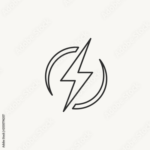 Energy symbol in a circle on a neutral background for design and concepts