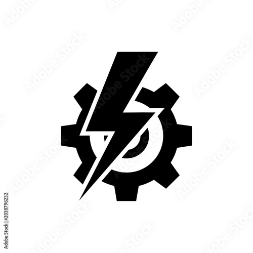 Gear and lightning bolt symbol representing energy and industry