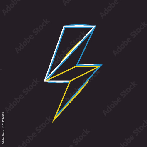 Geometric lightning bolt design on dark background for energy concept