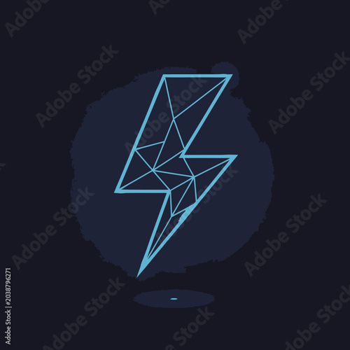 Geometric lightning bolt icon on dark background for digital designs