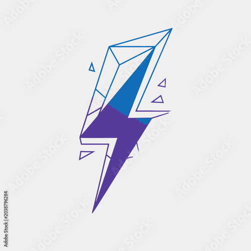 Geometric lightning bolt illustration on white background vector design